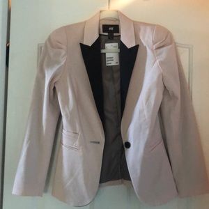 H&M Soft Pink Blazer with Black Accents SZ US 4